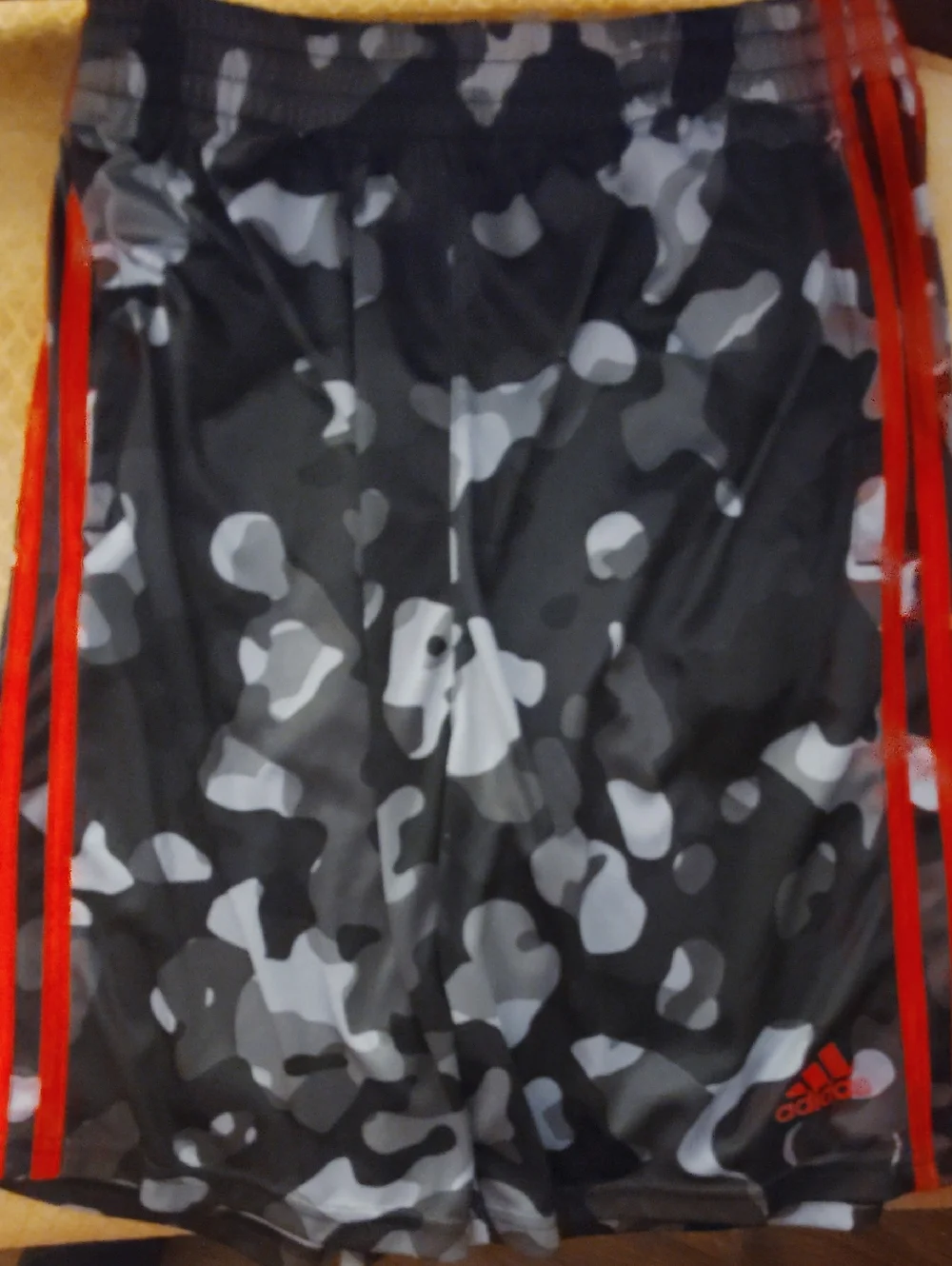 adidas Black and Gray Athletic Shorts with Red Accent
